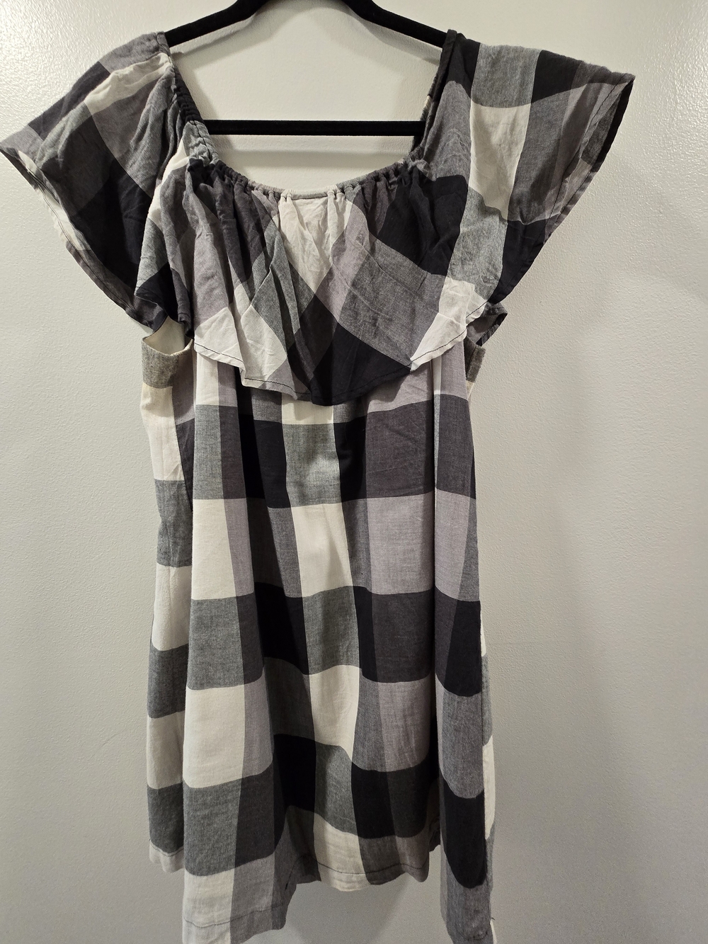 Who What Wear Black & White Buffalo Check Mini Dress - Picture 2 of 3